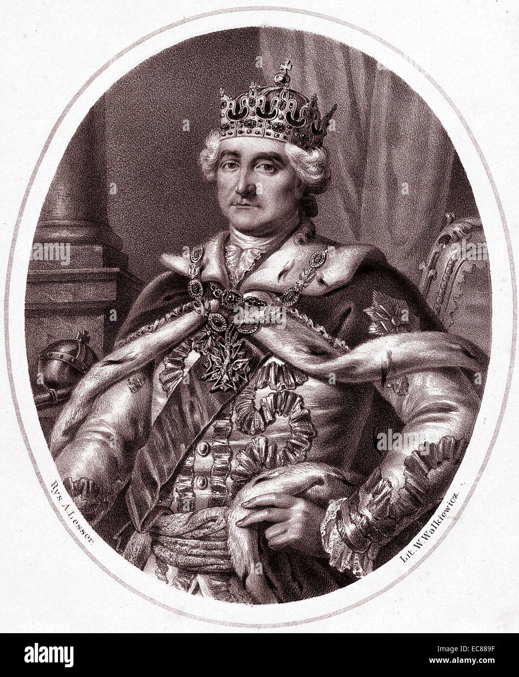 Portrait of Stanislaw II August (1732-1798) the last King and Grand Duke of the Polish-Lithuanian Commonwealth. Dated 1764 Stock Photo