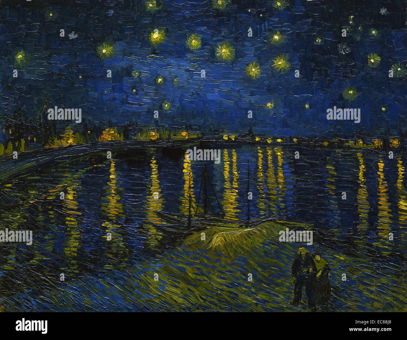 Painting titled 'Starry Night over the Rhône' by Vincent van Gogh (1853-1890) Dutch painter. Dated 1888 Stock Photo