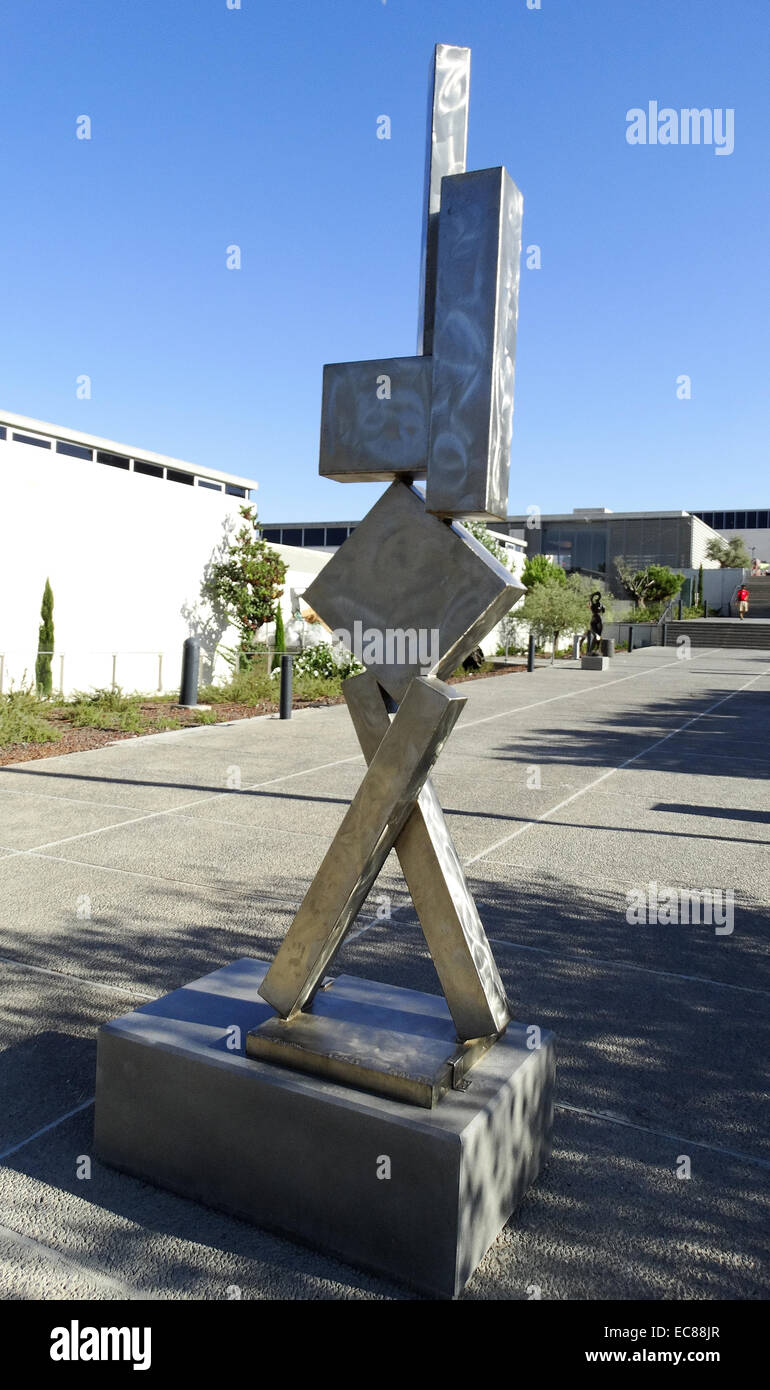 Stainless steel sculpture titled 'Cubi VI'. Created by David Smith (1906-1965) American sculptor. Dated 1963 Stock Photo