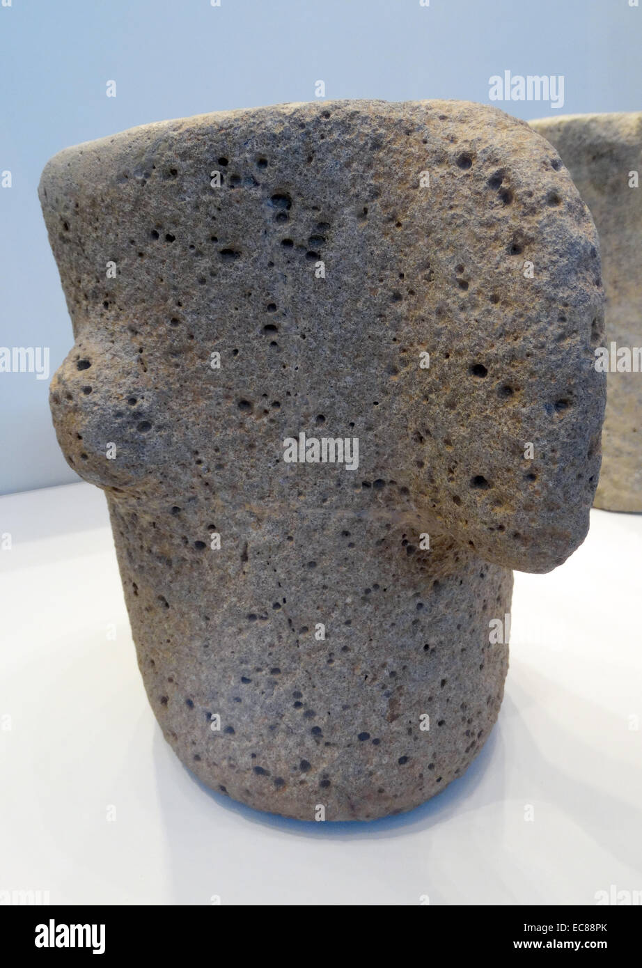 Offering stands from Golan. Over 6,500-5,500 years ago, made from basalt. Stock Photo