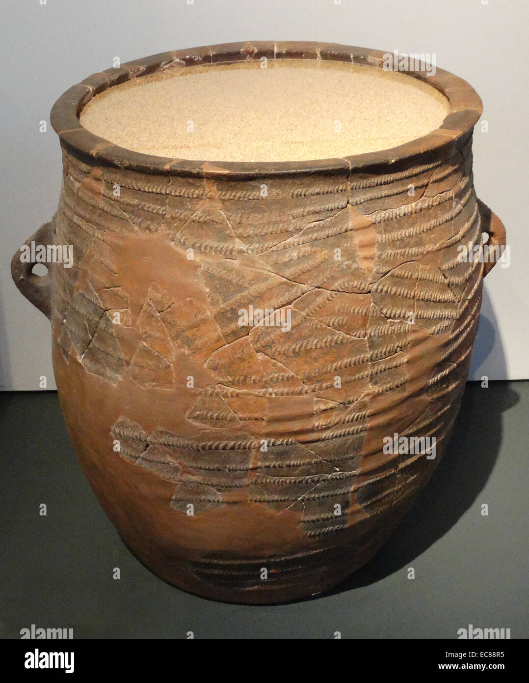 Storage jar from Beersheba and Golan, over 6,500-5,500 years ago. Made from pottery. Stock Photo