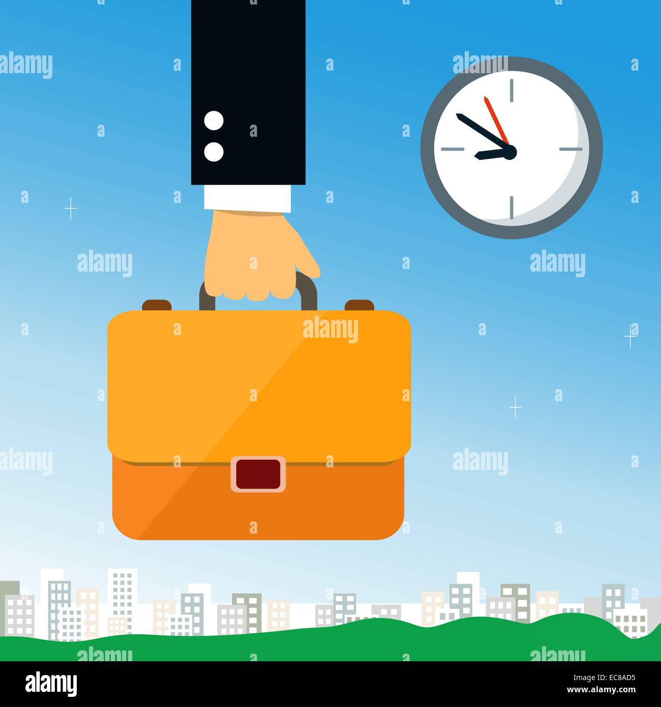 Business hand holding briefcase with documents vector illustration ...