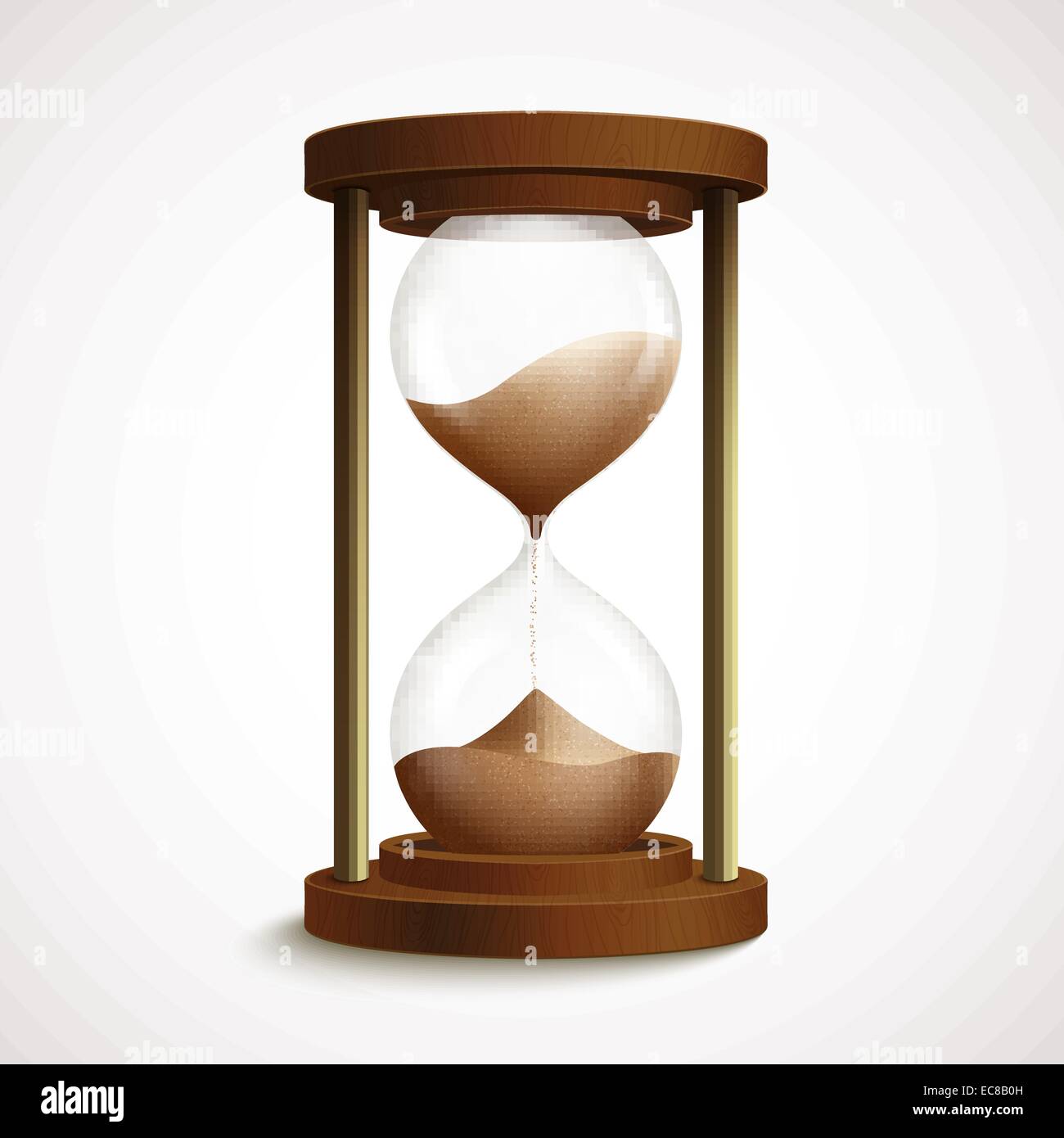 Retro hourglass clock to measure time using sand flow isolated vector