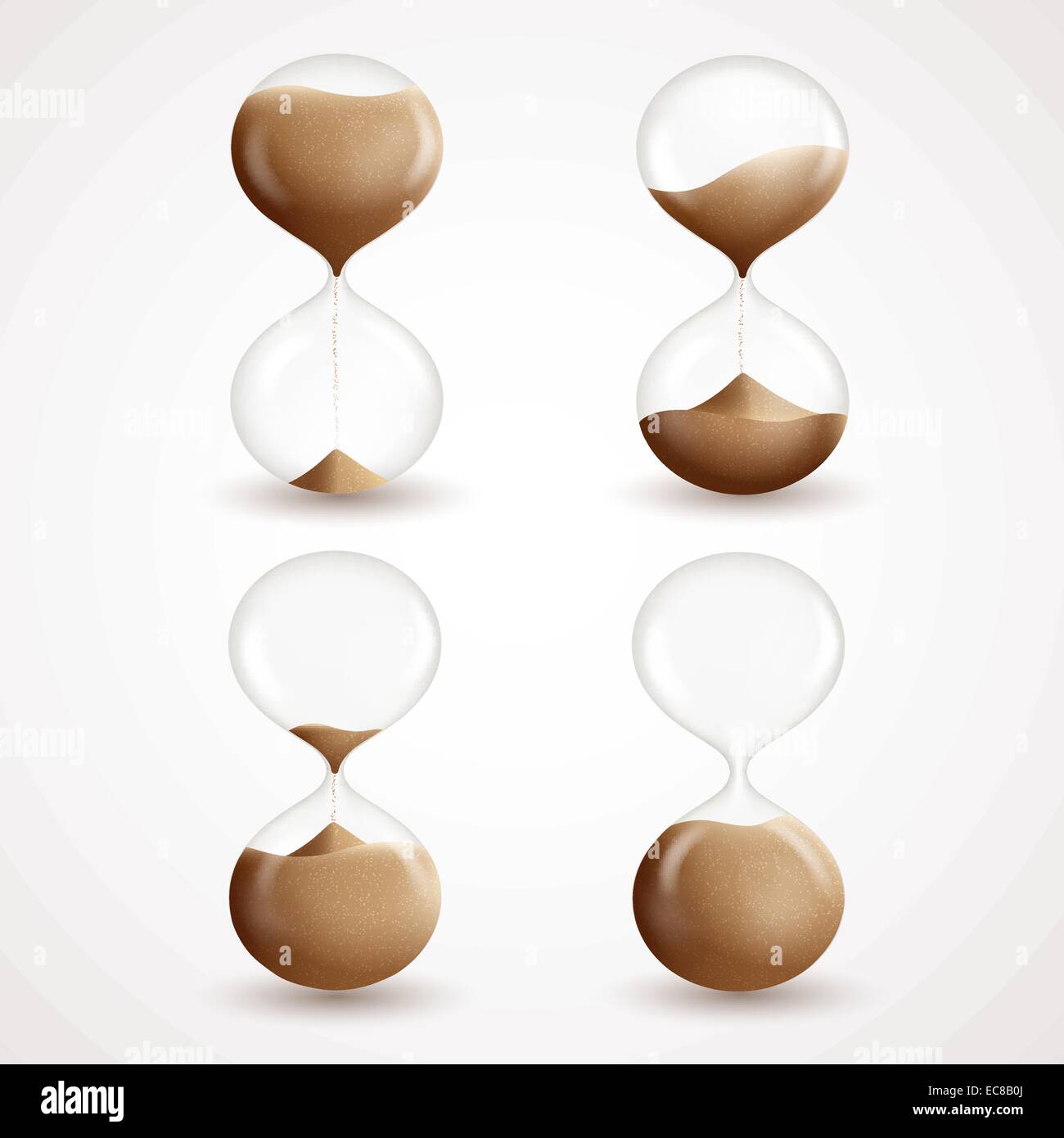 Realistic 3d hourglass clock timer sand grain icons set isolated vector ...