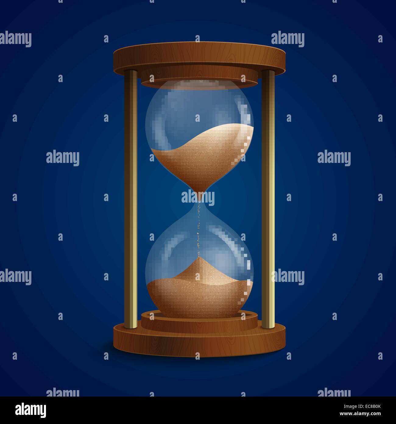 Retro hourglass clock to measure time using sand flow background vector ...