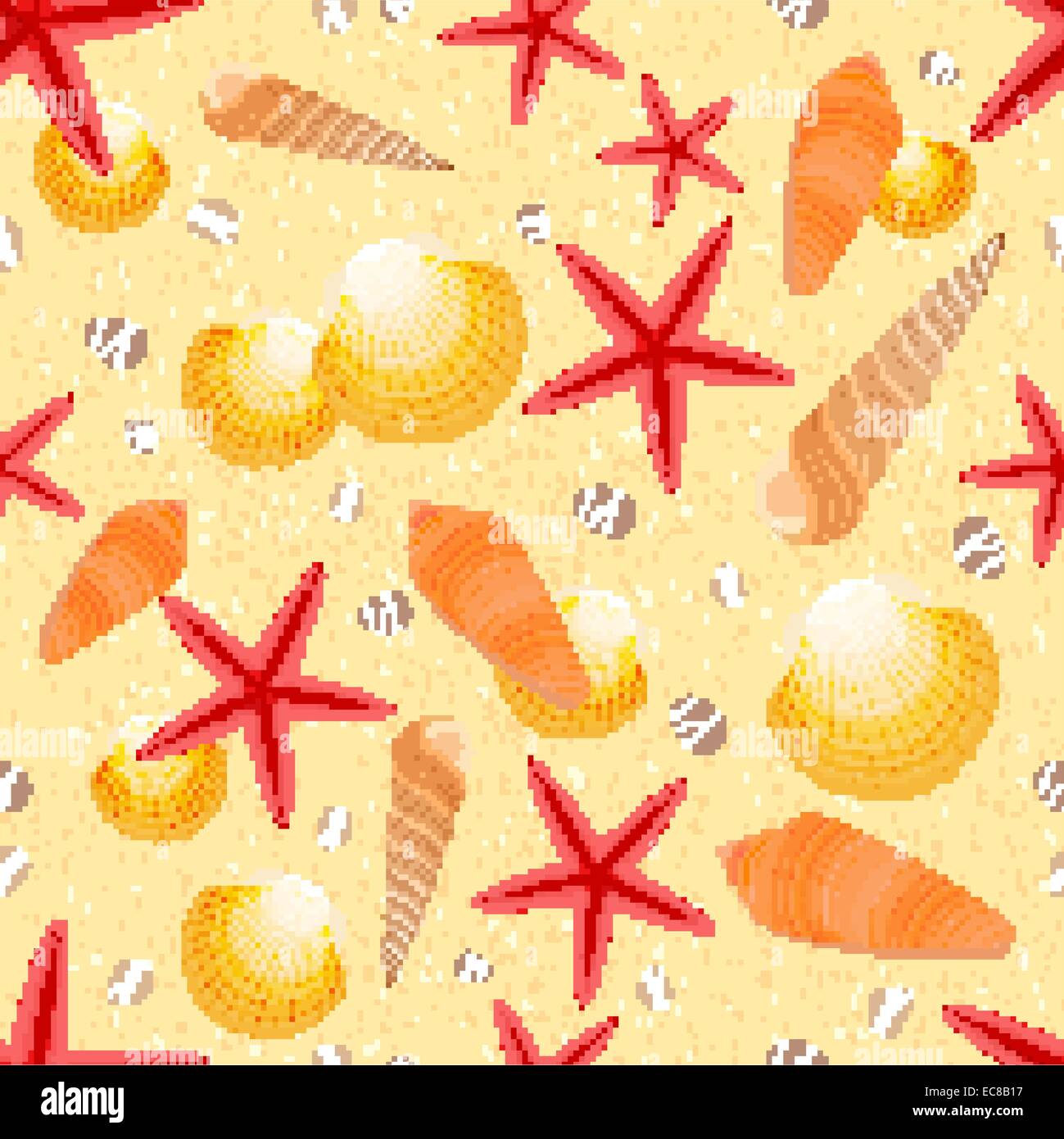 Sand and seashells on the beach Stock Vector Images - Alamy