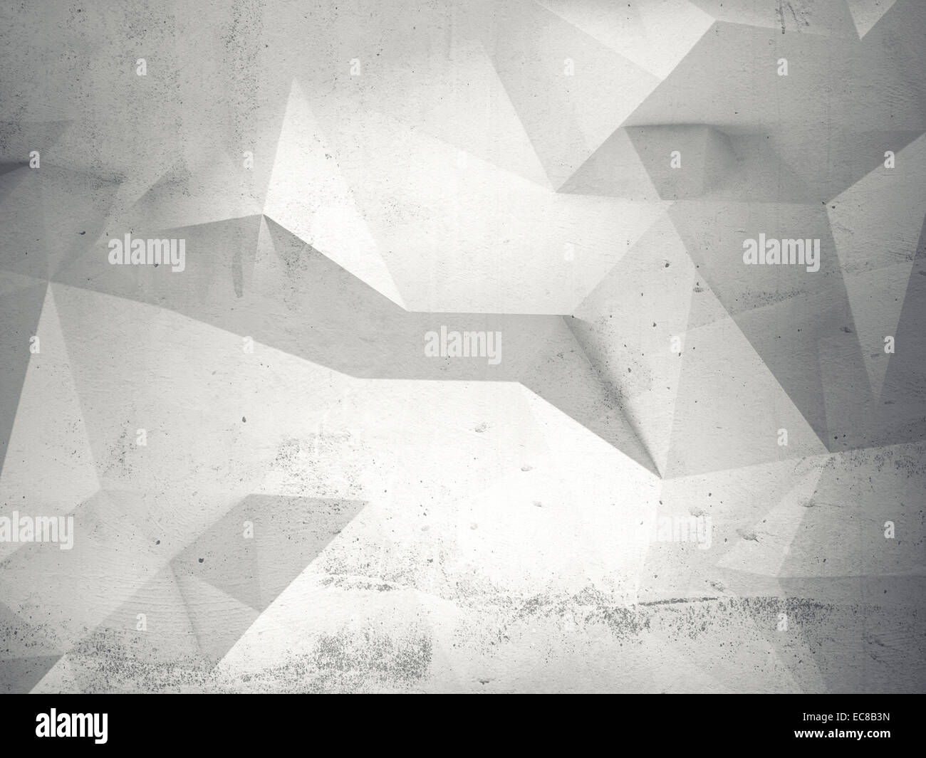 Abstract white 3d interior with polygonal pattern on the wall Stock ...