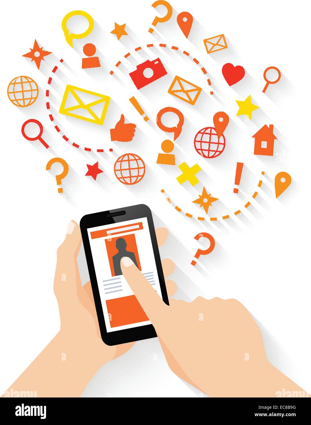 Hands mobile app screen Stock Vector Images - Alamy