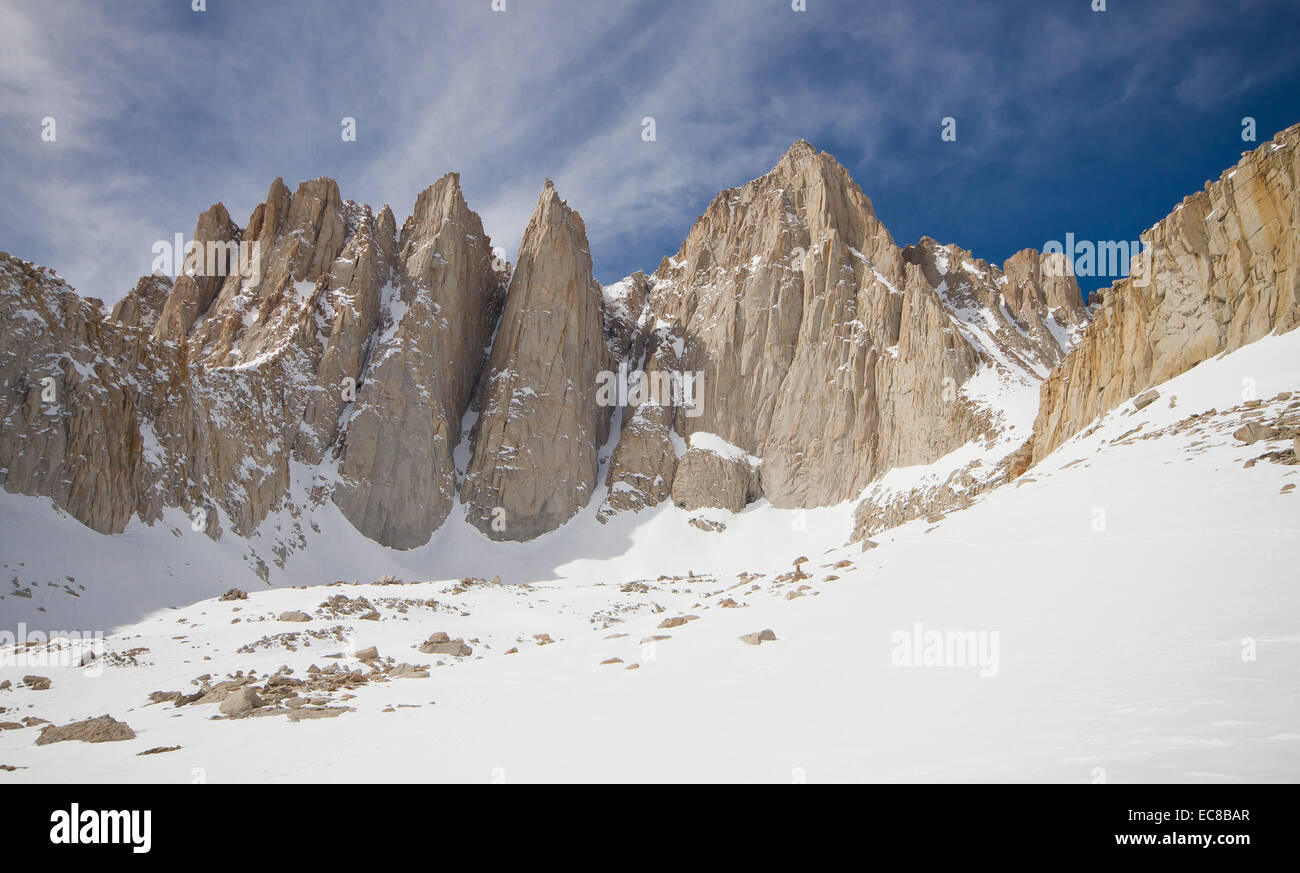 Rock Towers Leading to the Summit of Mt. Whitney, CA, USA Stock Photo