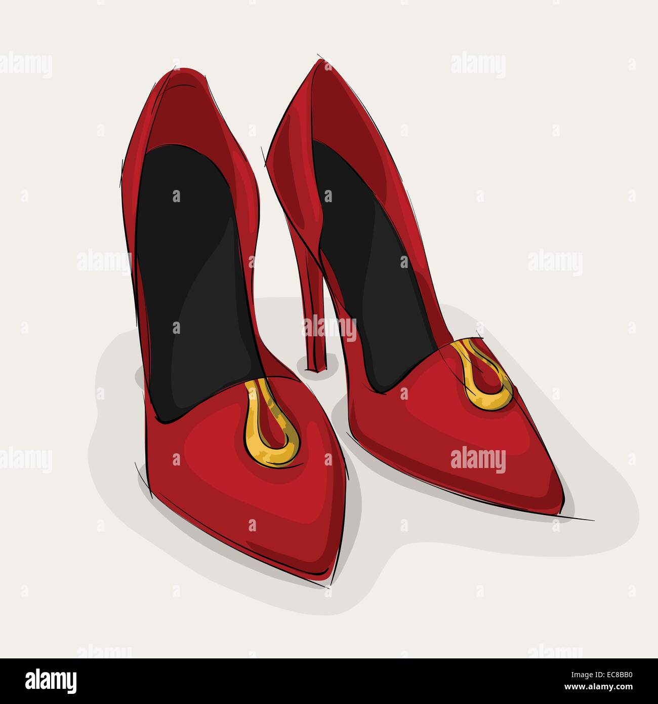 Classic woman's leather red shoes on high heel isolated vector ...
