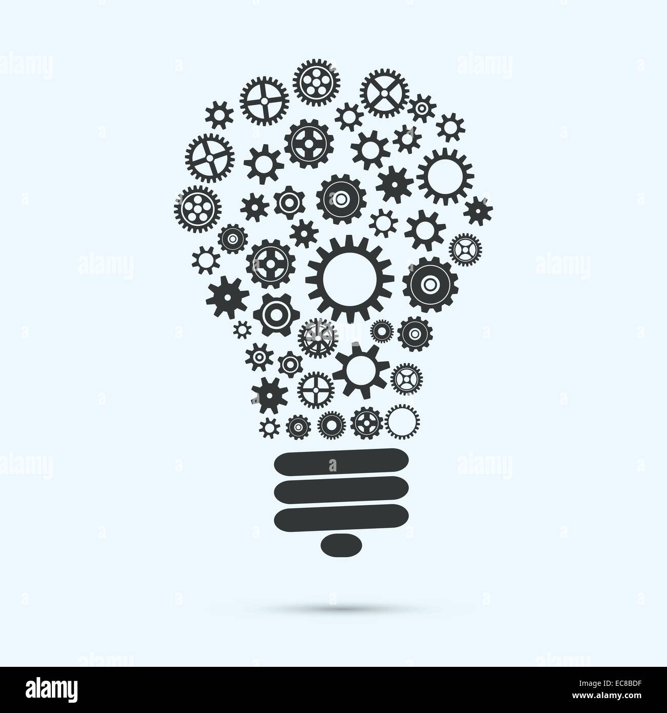 Mechanical light bulb with gears and cogs innovation concept isolated ...