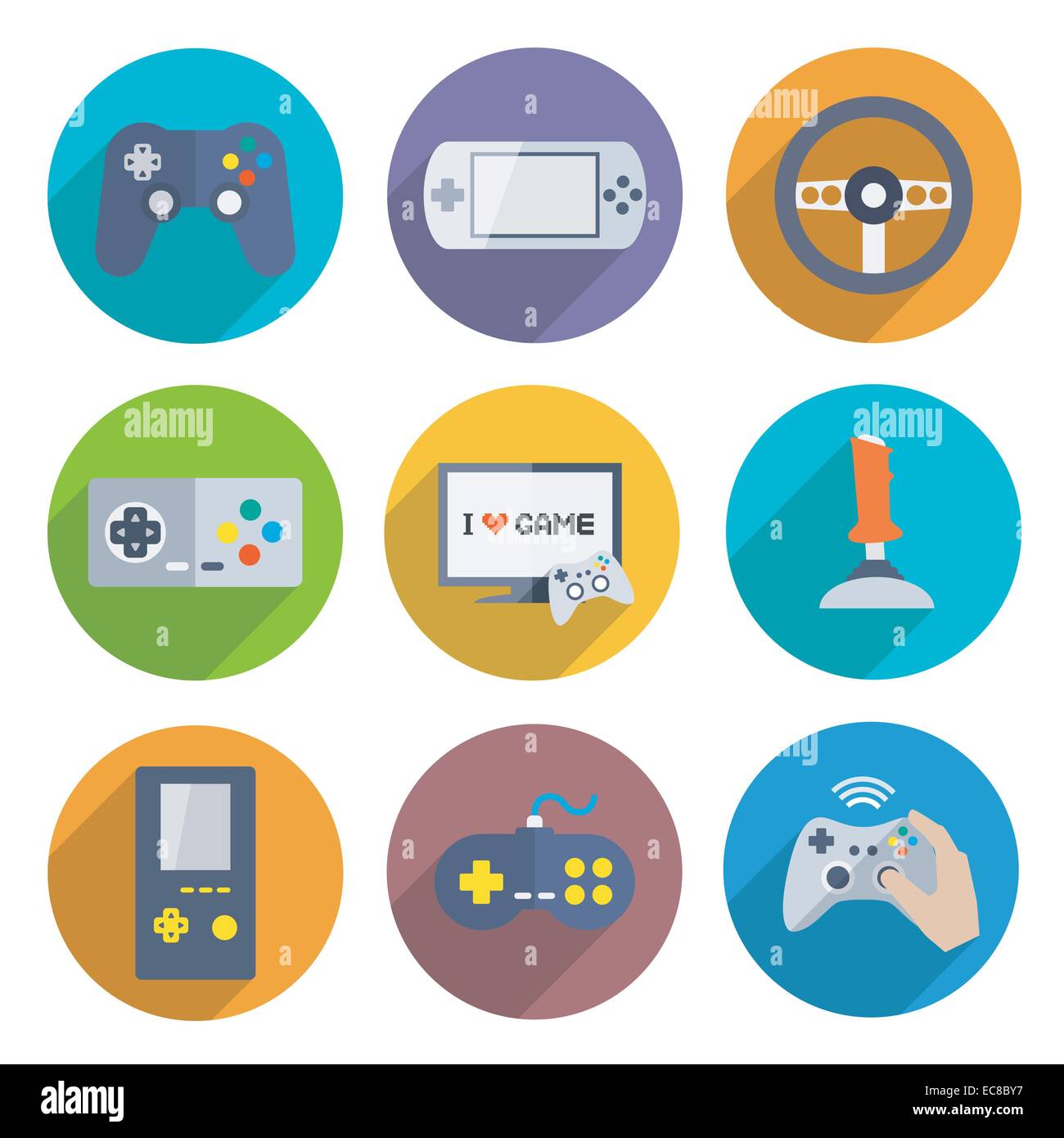 Video computer console games controller icons set of joystick keypad ...