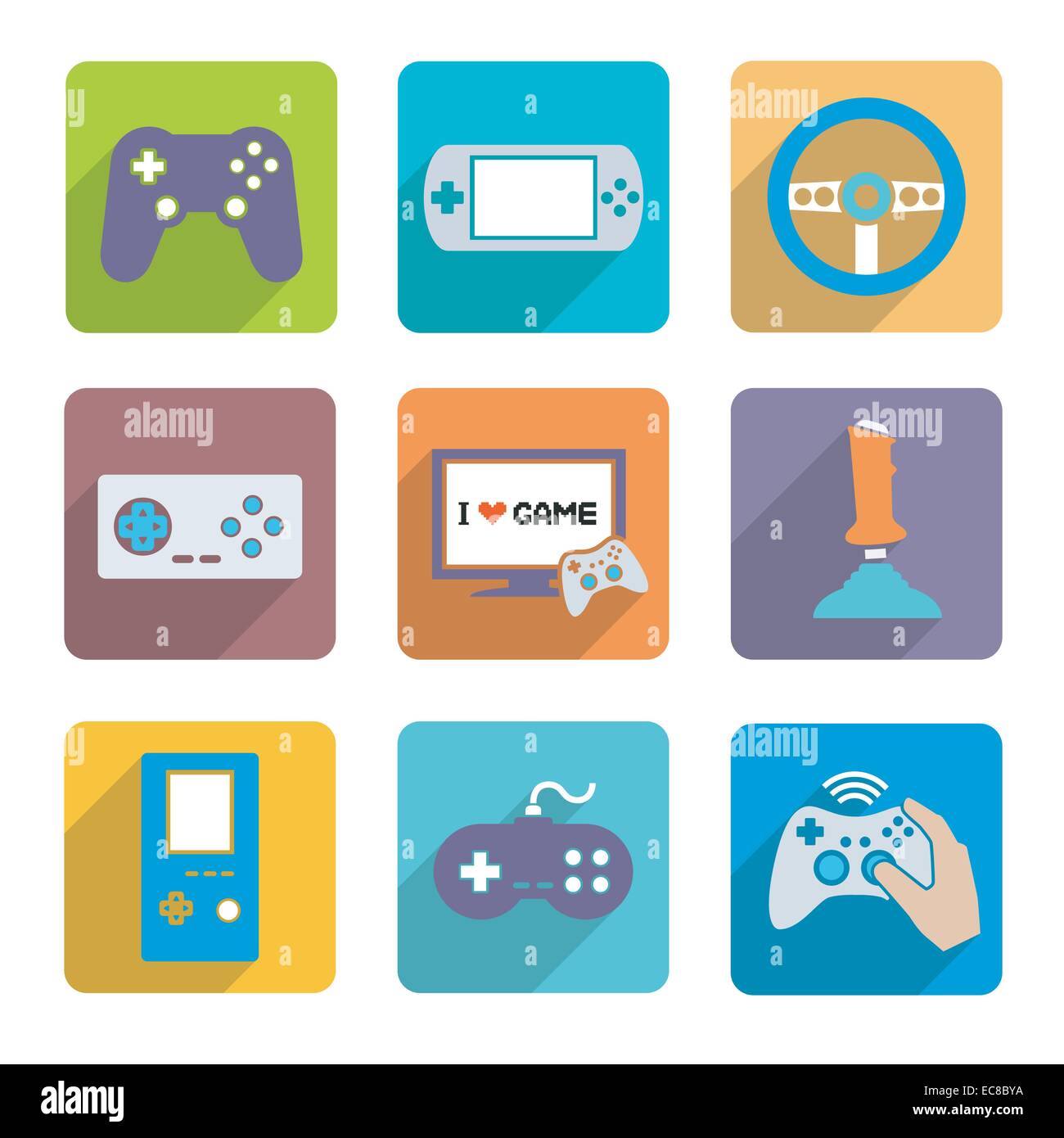 Video computer console games controller icons set of joystick keypad ...