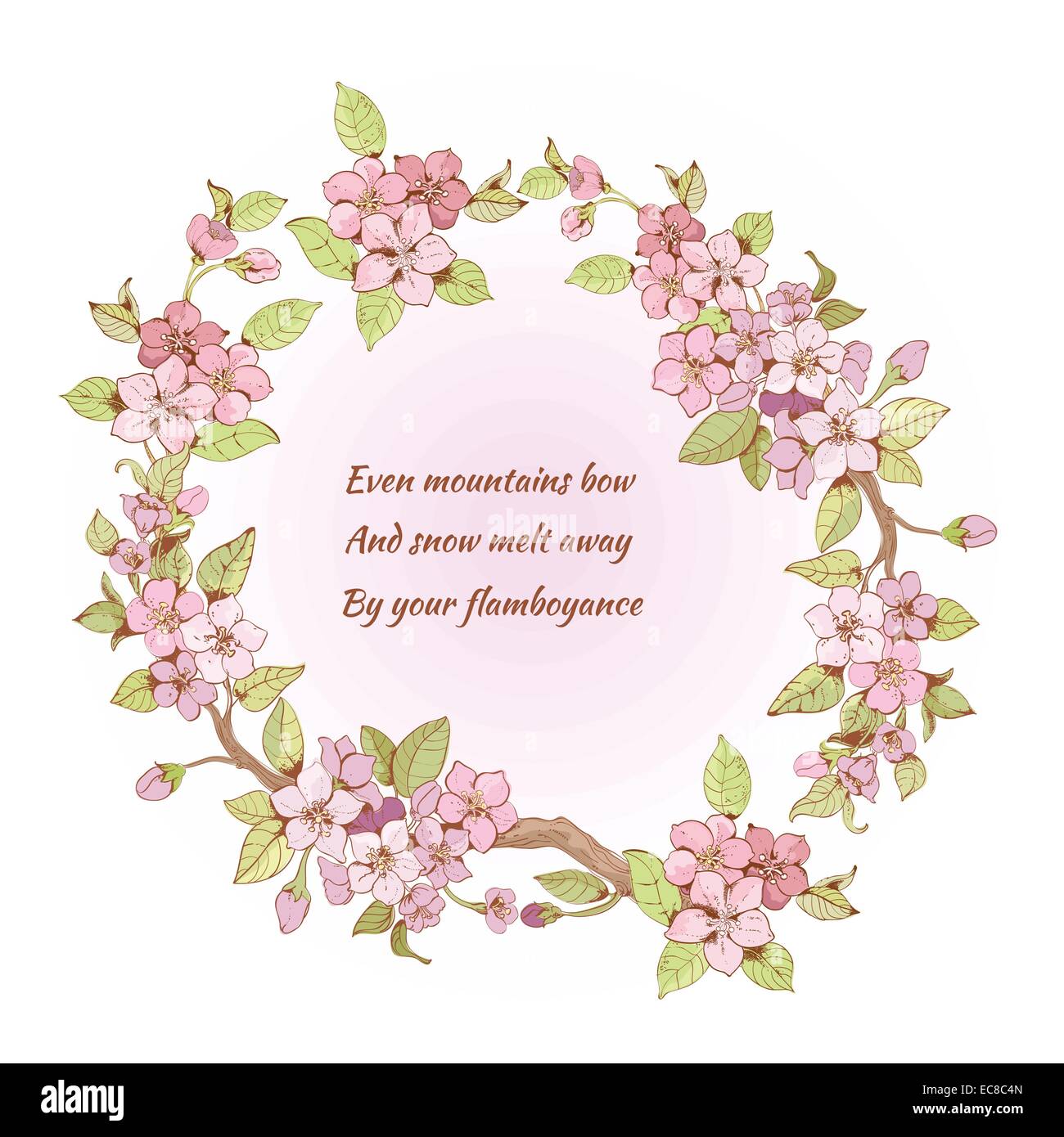 Pink sakura cherry branch frame print with poem inside isolated vector  illustration Stock Vector Image & Art - Alamy