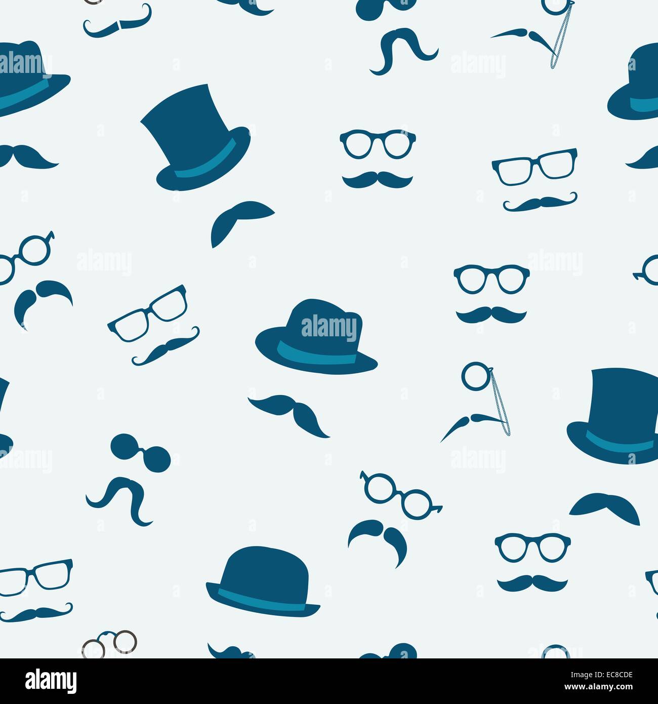 Seamless doodle accessories of mustache hats and glasses pattern