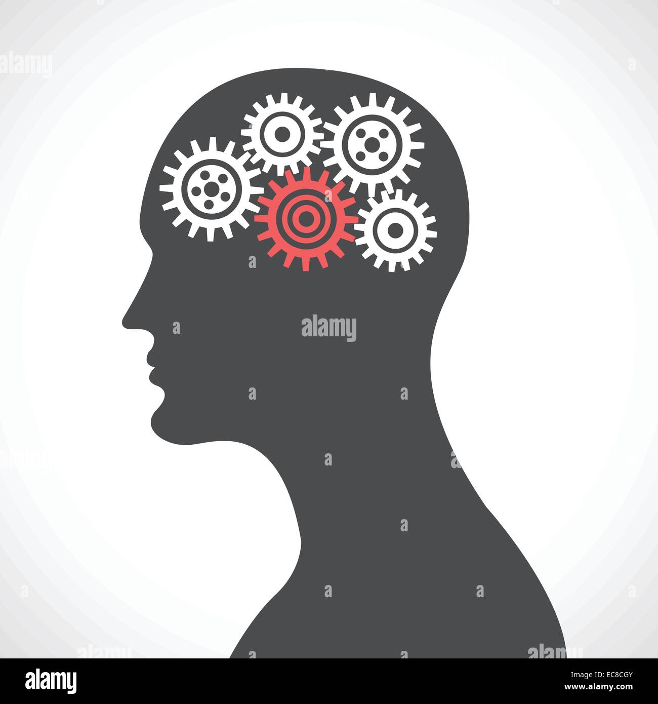 Human head silhouette thinking with gears and cogwheels poster vector ...