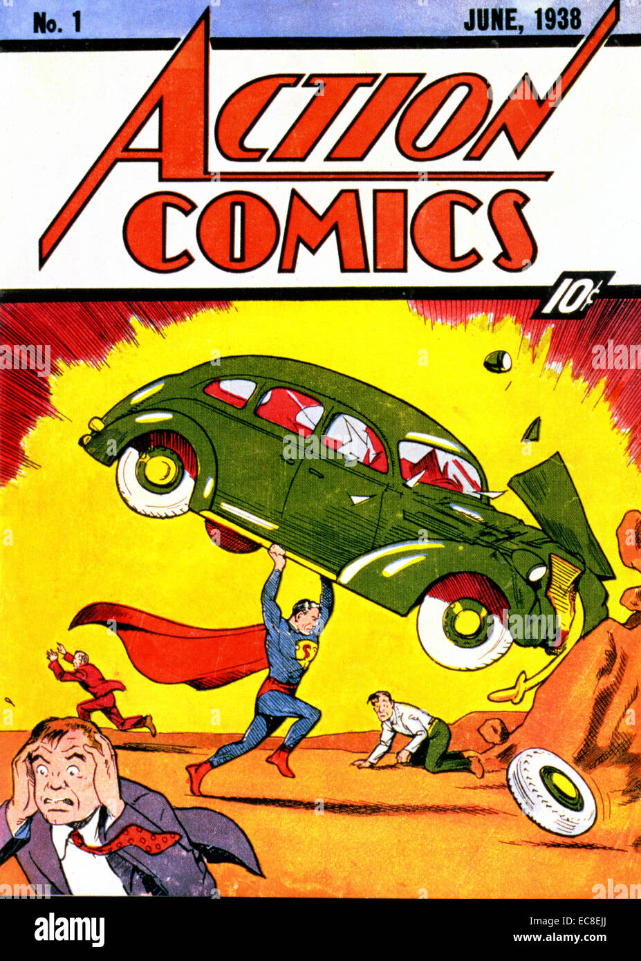 ACTION COMICS No 1 published in June 1938 with the first appearance of Superman Stock Photo