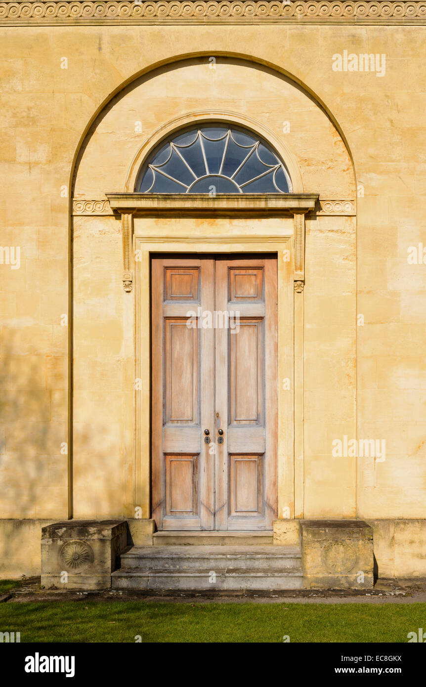 Georgian doorway with elegant fanlight at the old Radcliffe Observatory Green Templeton College Oxford University England UK Stock Photo