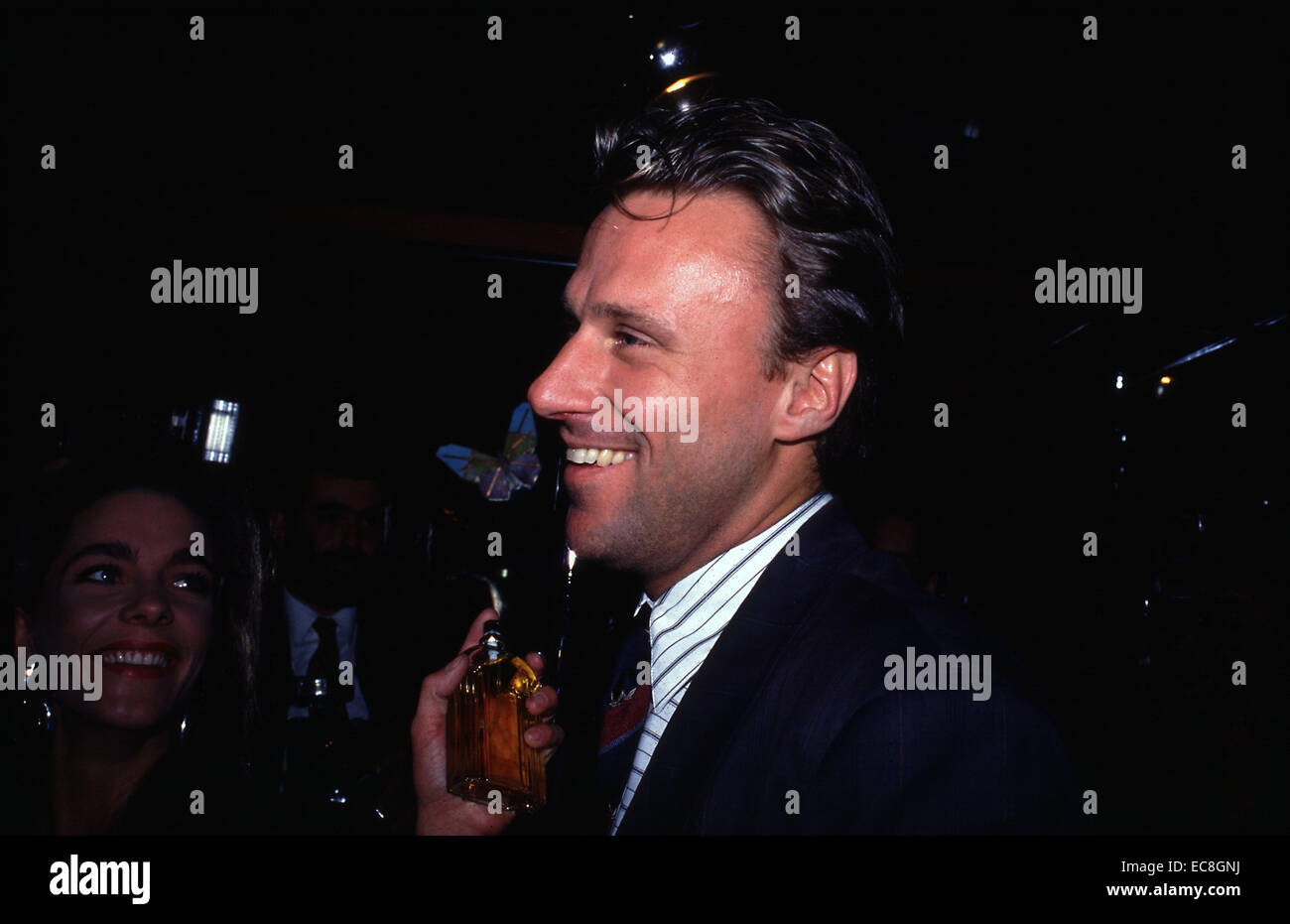 Former tennis legend Bjorn Borg launches his first woman's fragance with girlfriend Jannike Bjorling in London's Stringfellows nightclub Stock Photo