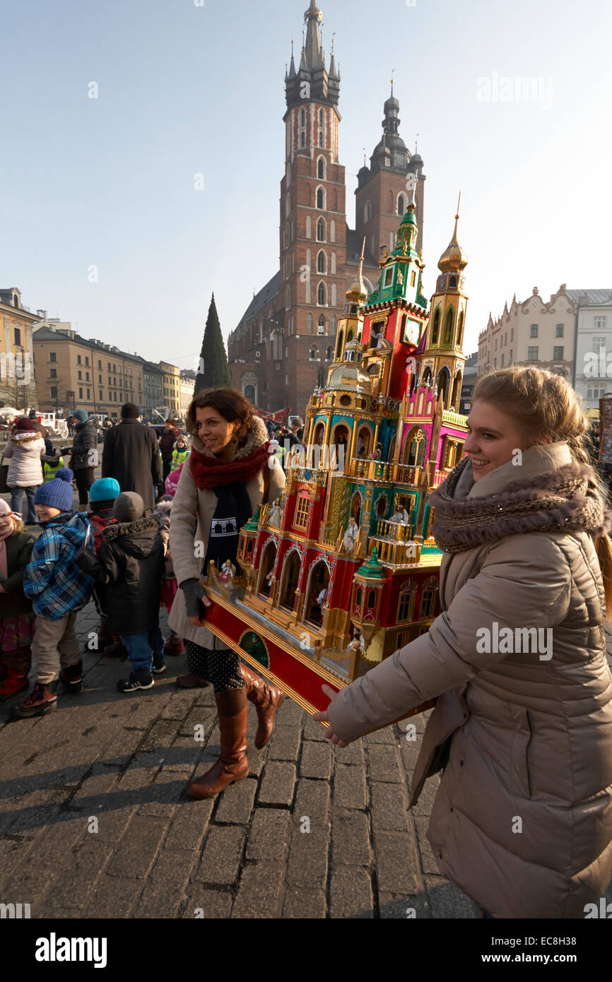 Krakow Christmas Cribs winners carrying crib to the Historical Museum