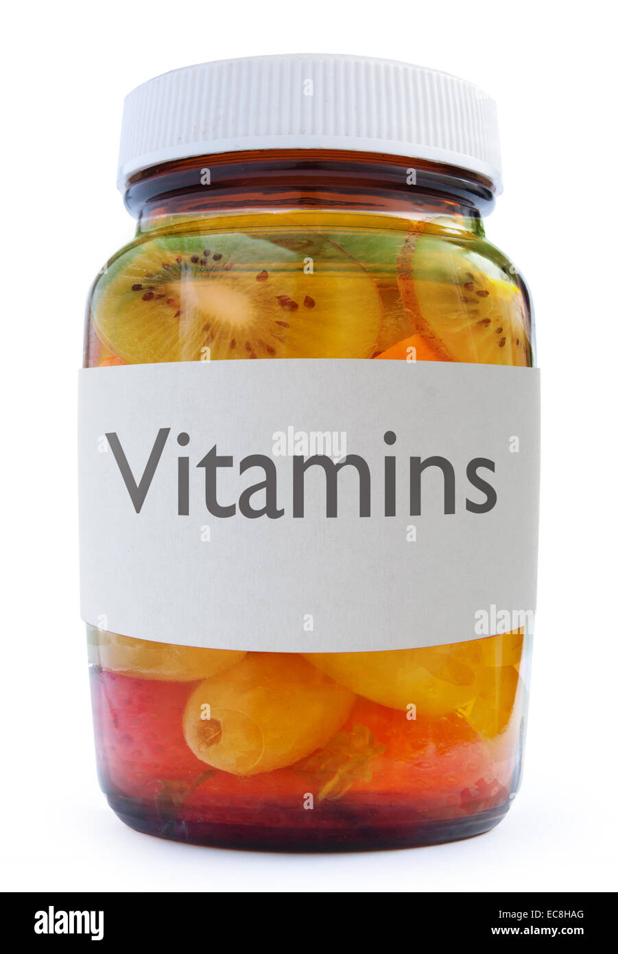 Vitamin fruit bottle concept Stock Photo