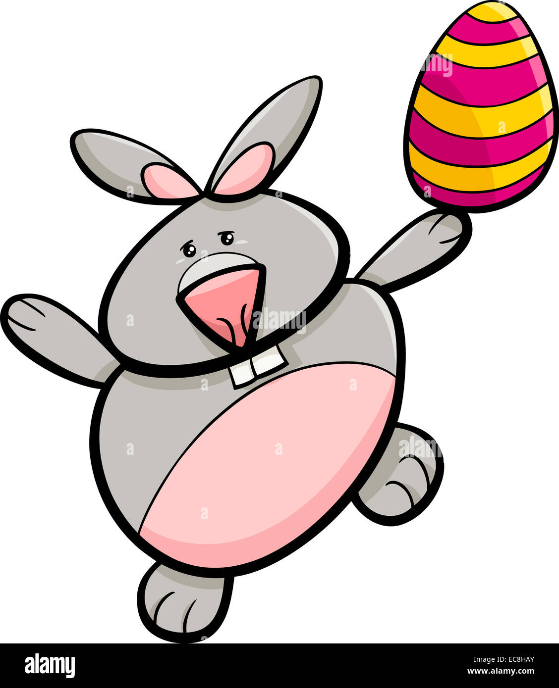 Cartoon Illustration of Easter Bunny with Colored Egg Stock Photo - Alamy