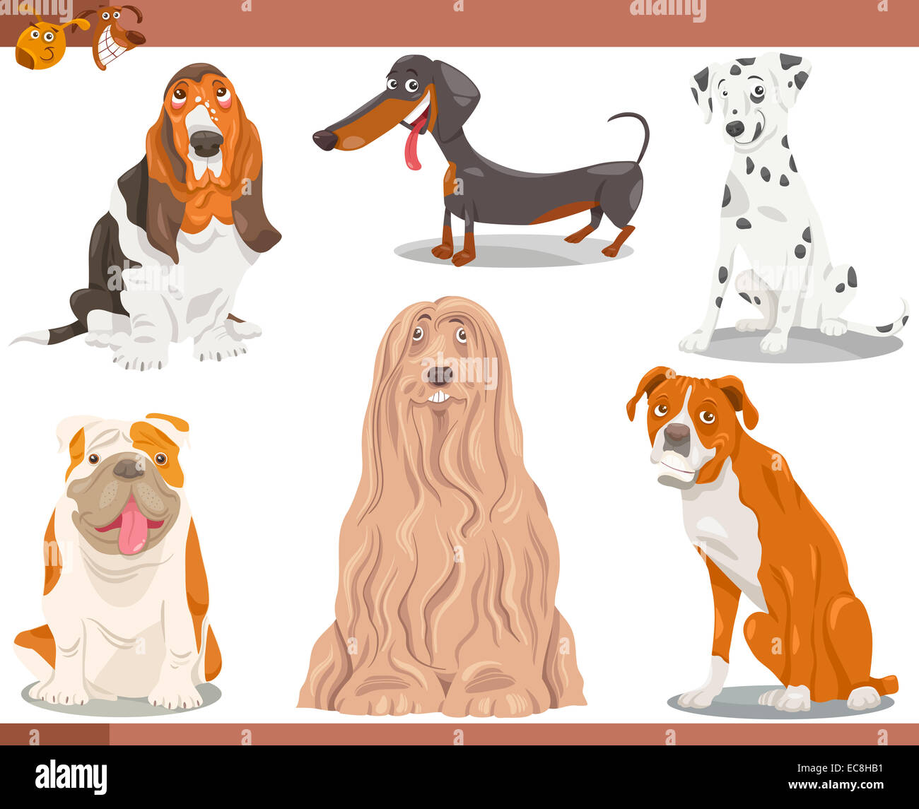 Cartoon Illustration of Funny Purebred Dogs Pets Set Stock Photo - Alamy