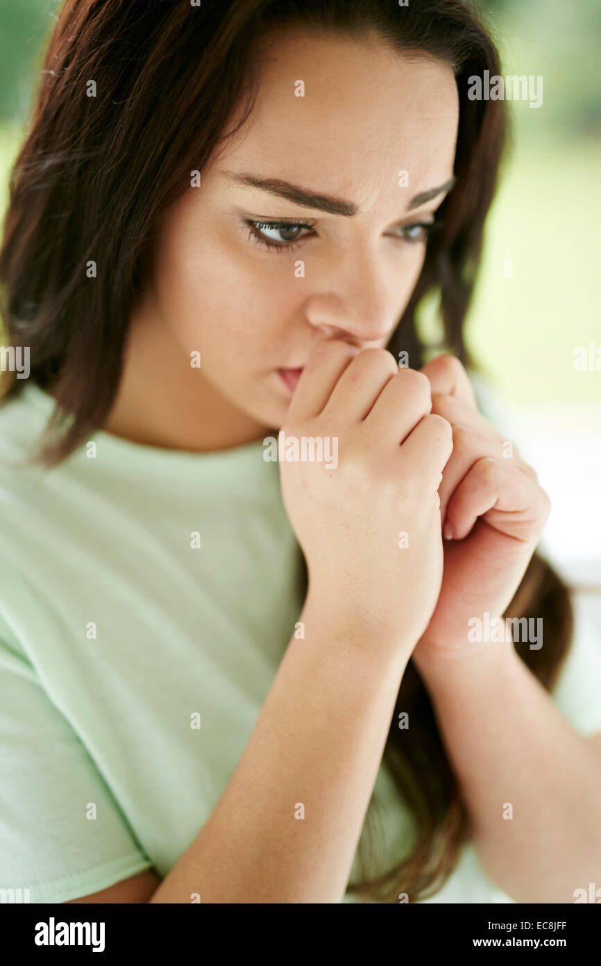 Concerned looking girl Stock Photo