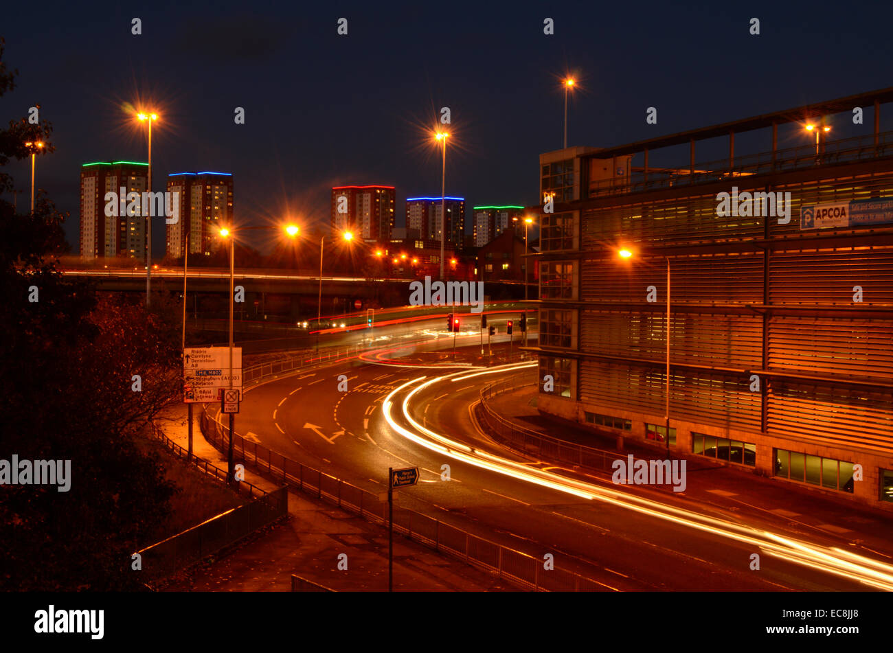 Castle Street and high rise flats at Townhead in Glasgow, Scotland