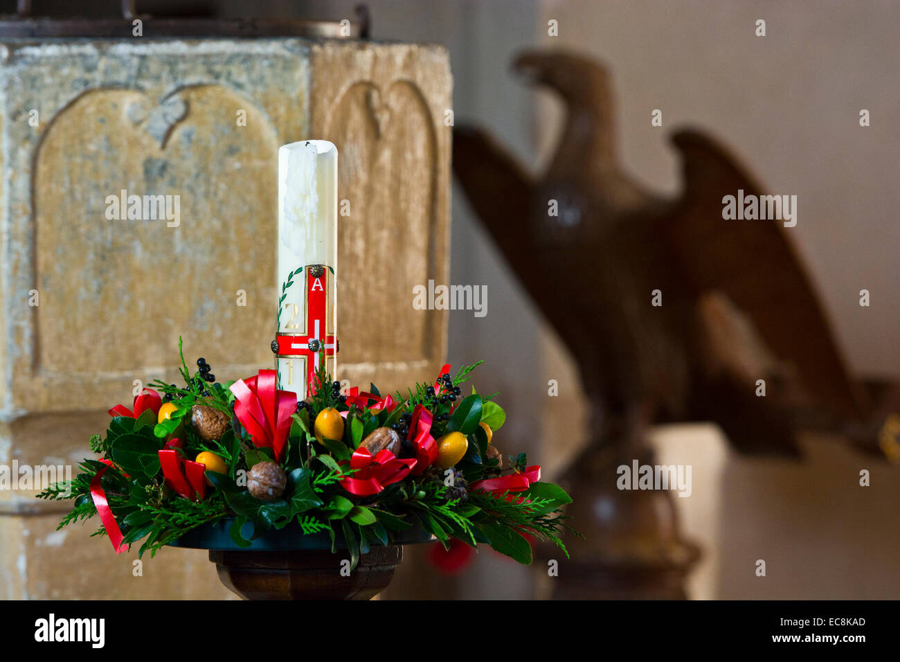 Advent candle in church Stock Photo Alamy