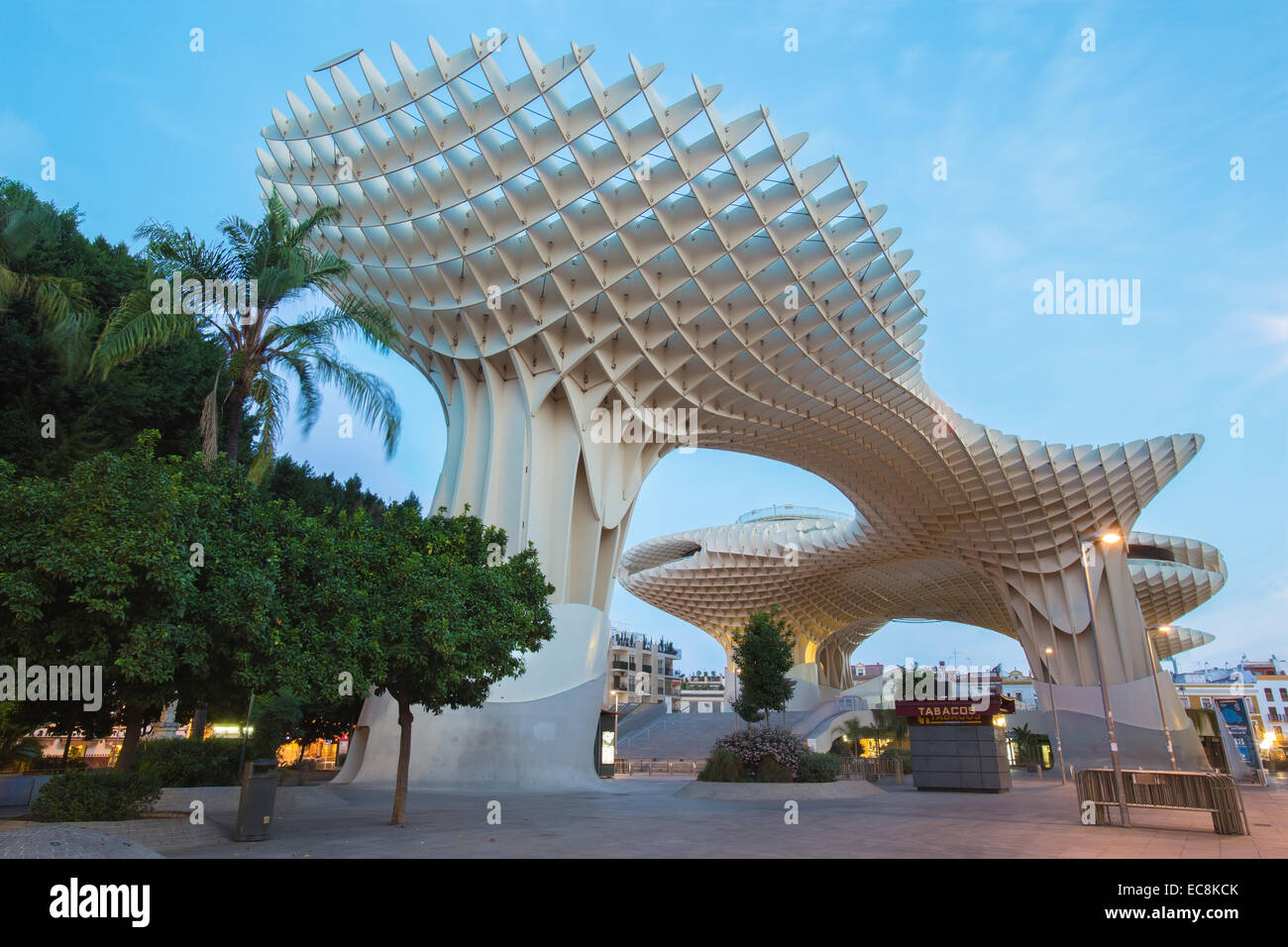SEVILLE, SPAIN - OCTOBER 28, 2014: Metropol Parasol wooden structure located at La Encarnacion square Stock Photo