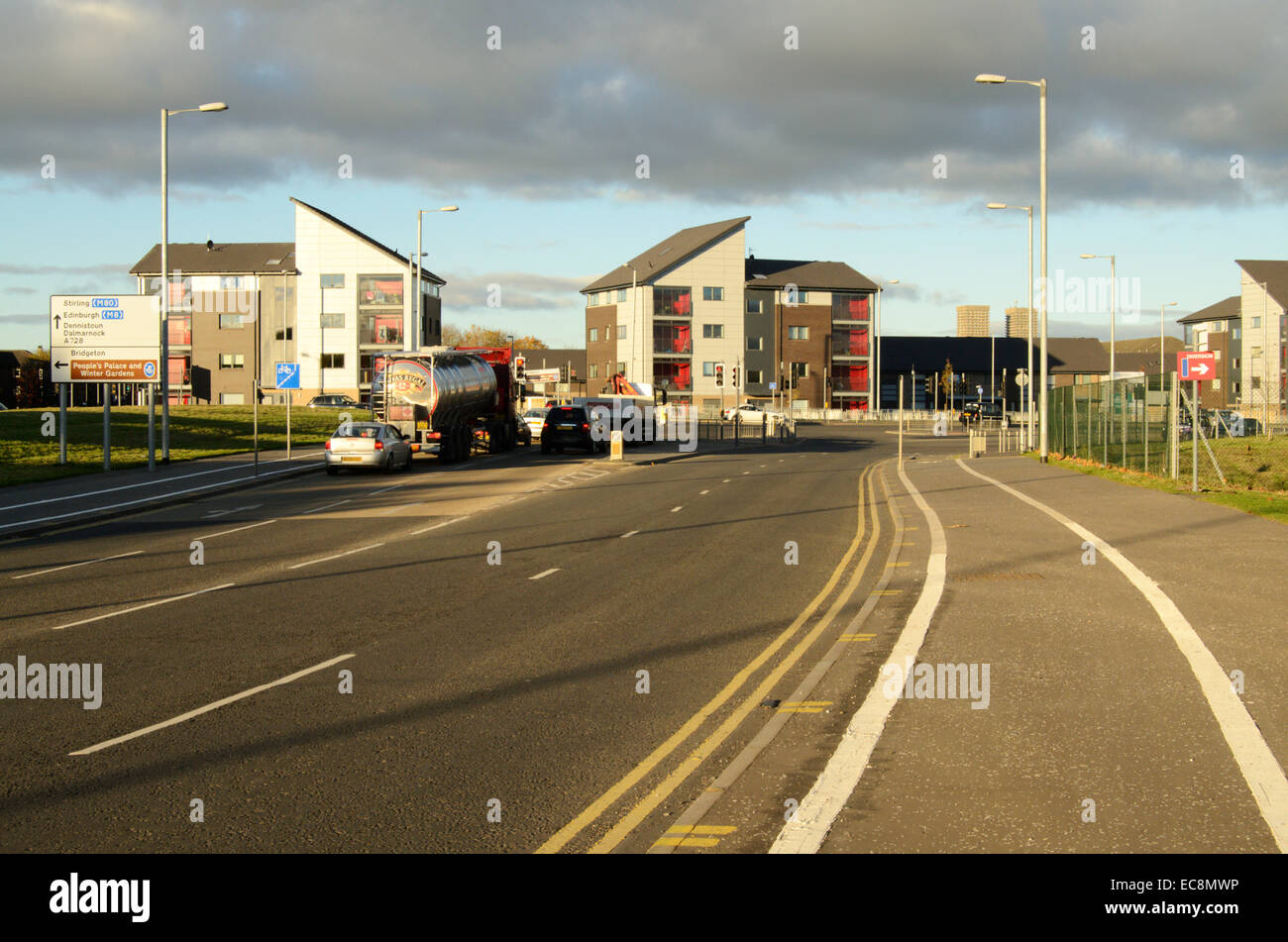 Modern blocks of flats in Dalmarnock in Glasgow, Scotland Stock Photo