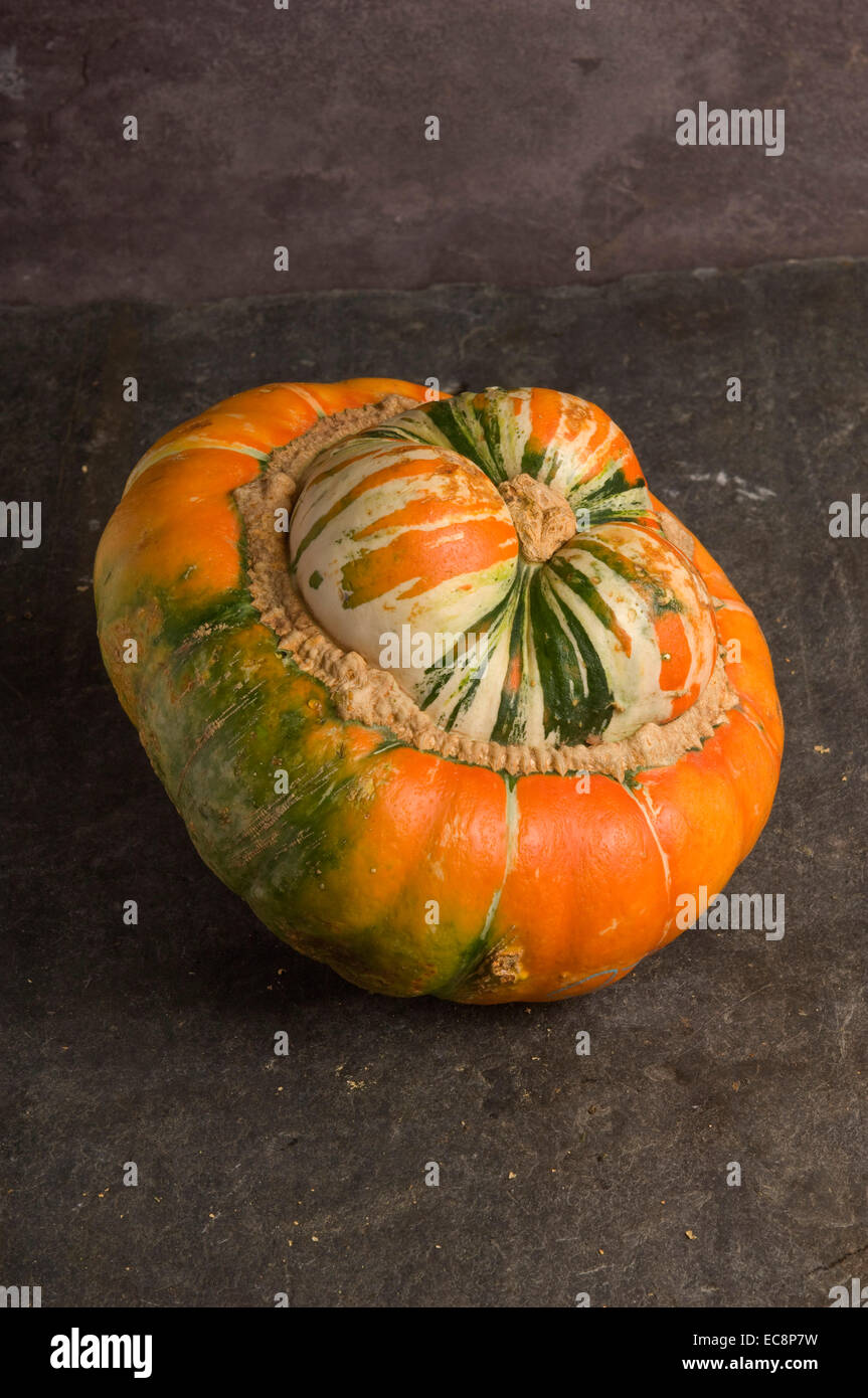 Pumpkins and squashes.  Turks Turban Stock Photo