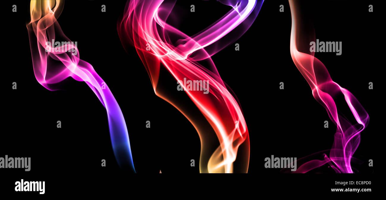 Set of colored smoke on a dark background Stock Photo - Alamy