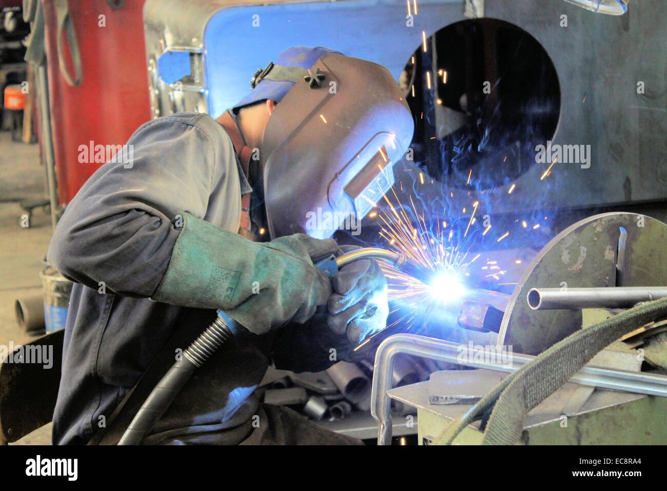 welding with mig-mag method Stock Photo