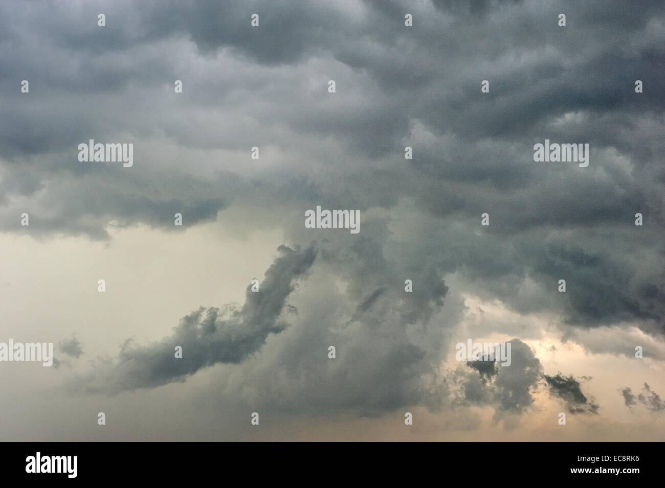 Black Storm clouds in a apocalyptic view Stock Photo