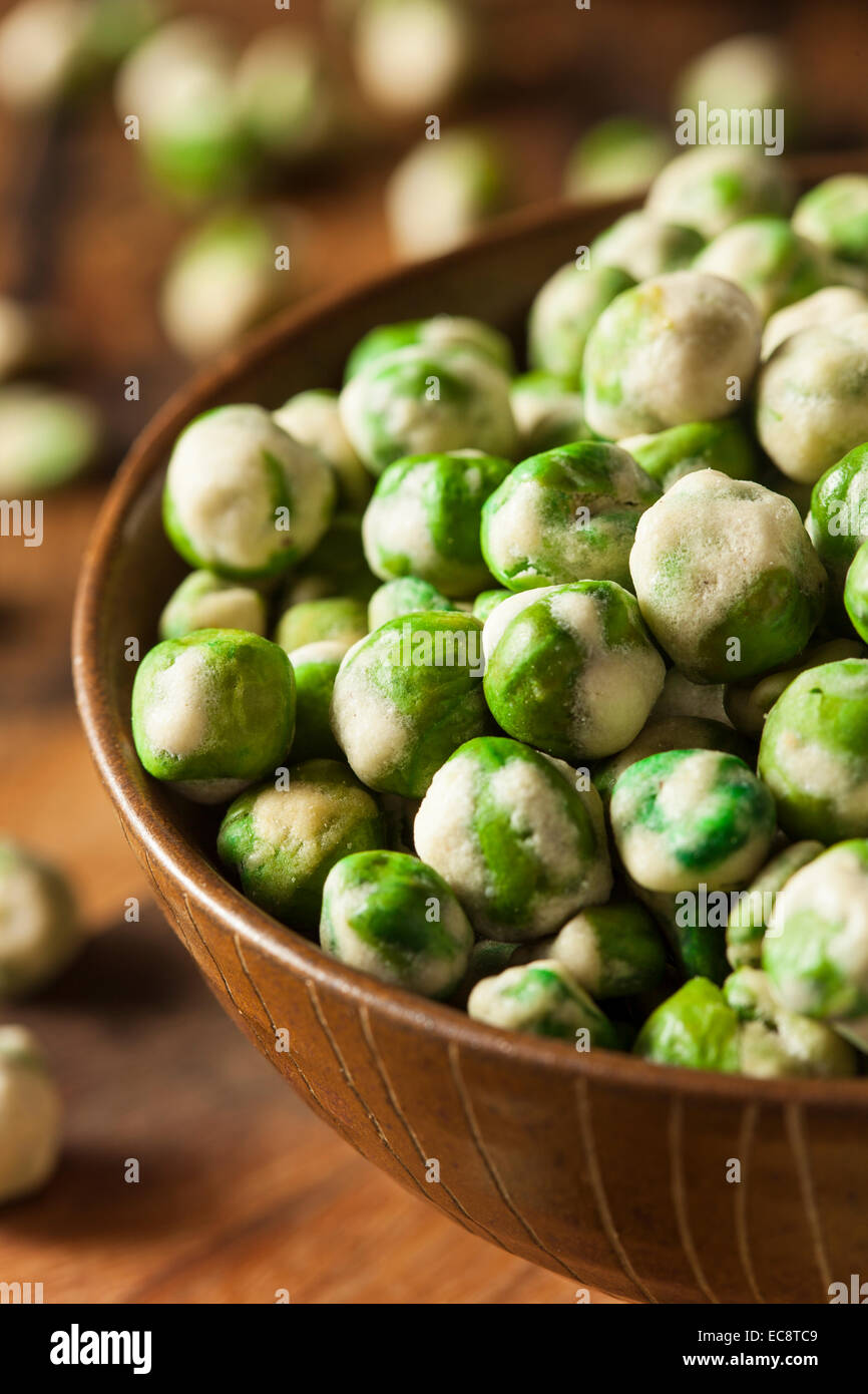 Homemade Dry Spice Wasabi Peas as an Appetizer Stock Photo