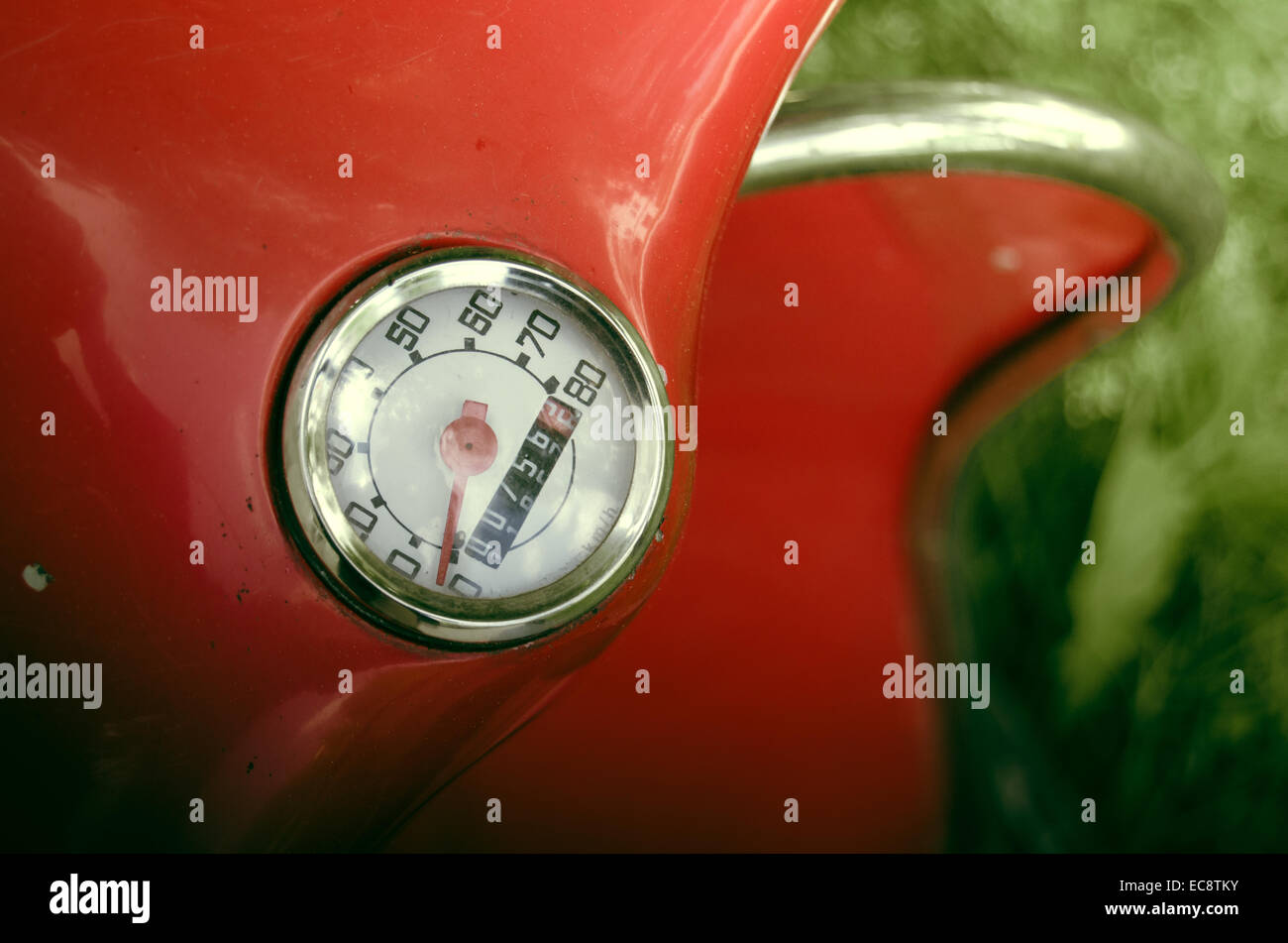 Speedometer On A Vintage Moped Stock Photo