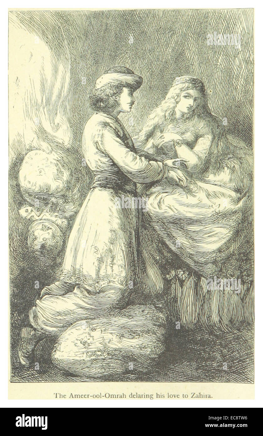 CAUNTER(1872) p008 The Ameer-ool-Omrah delaring his love to Zahira Stock Photo