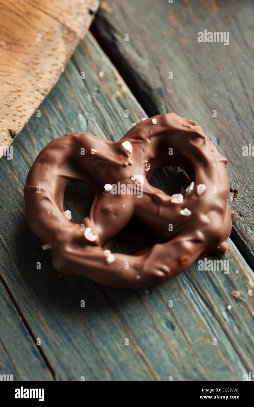Homemade Chocolate Covered Pretzels with Sea Salt Stock Photo Alamy