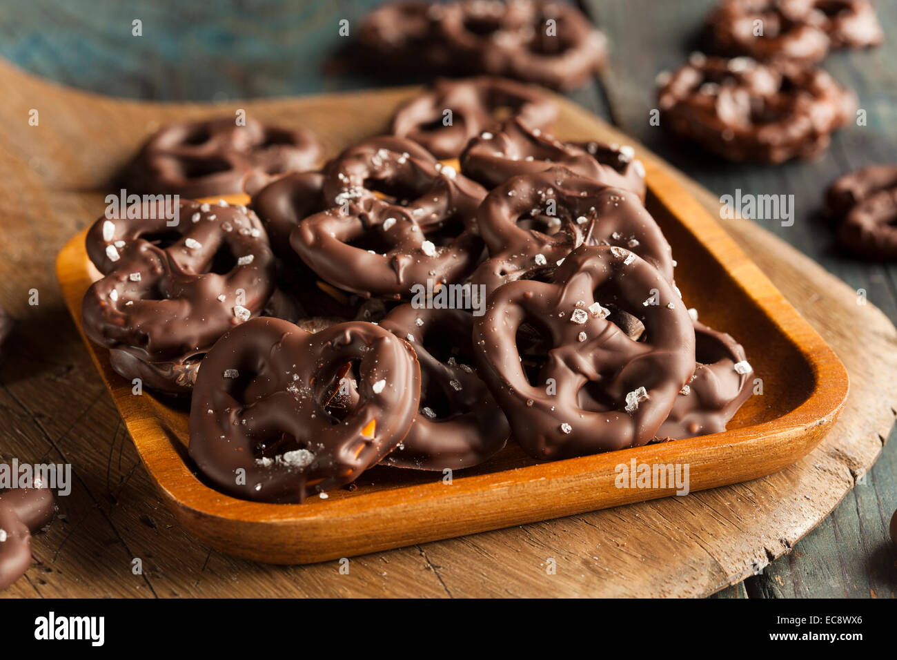 Homemade Chocolate Covered Pretzels with Sea Salt Stock Photo Alamy