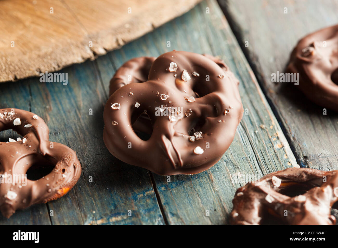 Homemade Chocolate Covered Pretzels with Sea Salt Stock Photo Alamy