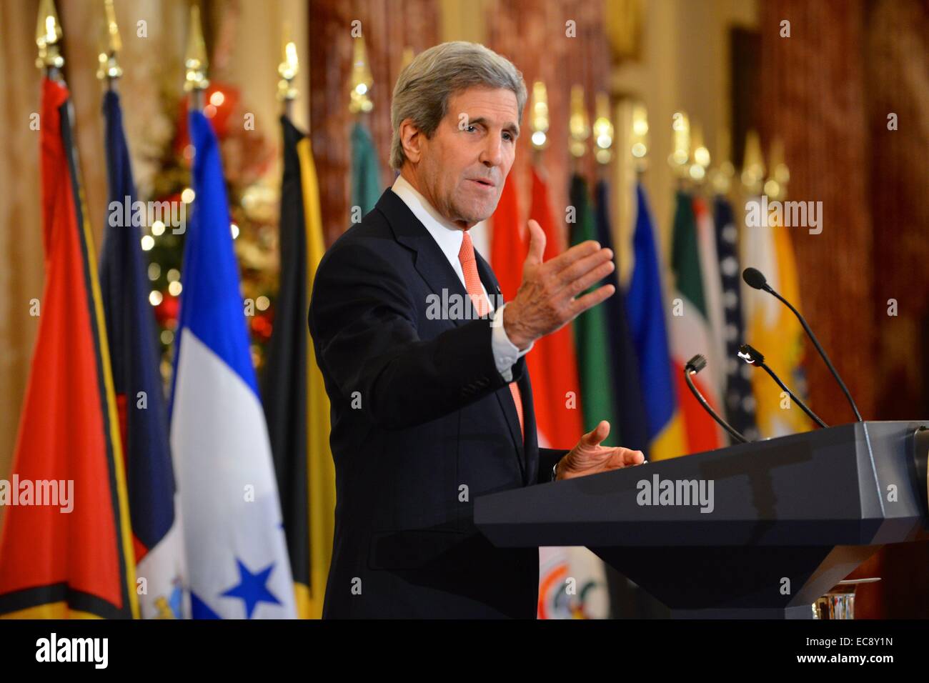 US Secretary of State John Kerry delivers remarks on the 20th