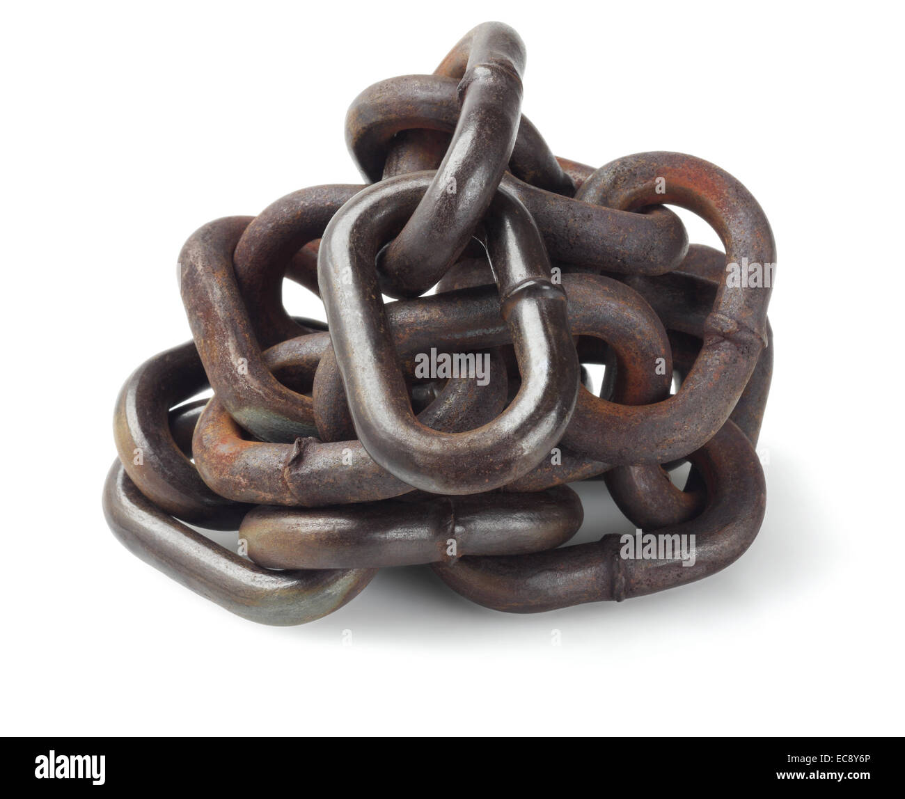 Pile Of Rusty Metal Chain On White Background Stock Photo