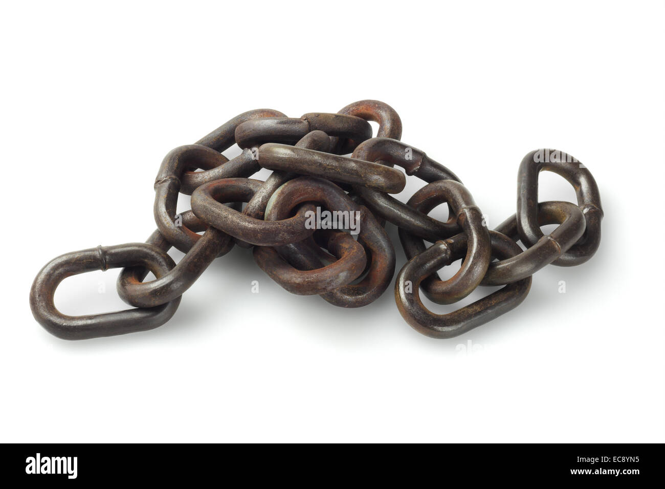 Metal Chain Lying On White Background Stock Photo