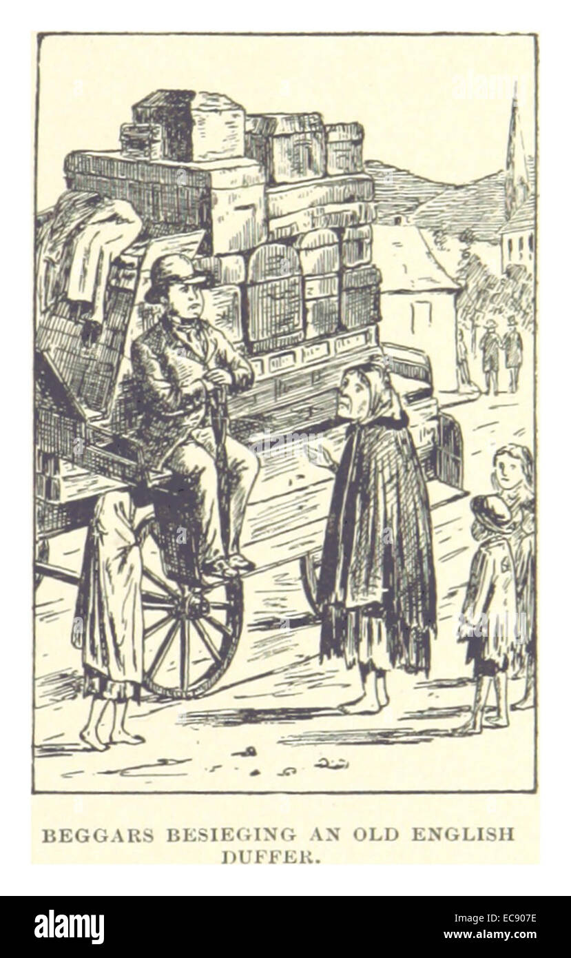 FRENCH(1891) p089 BEGGARS BESIEGING AN OLD ENGLISH DUFFER Stock Photo