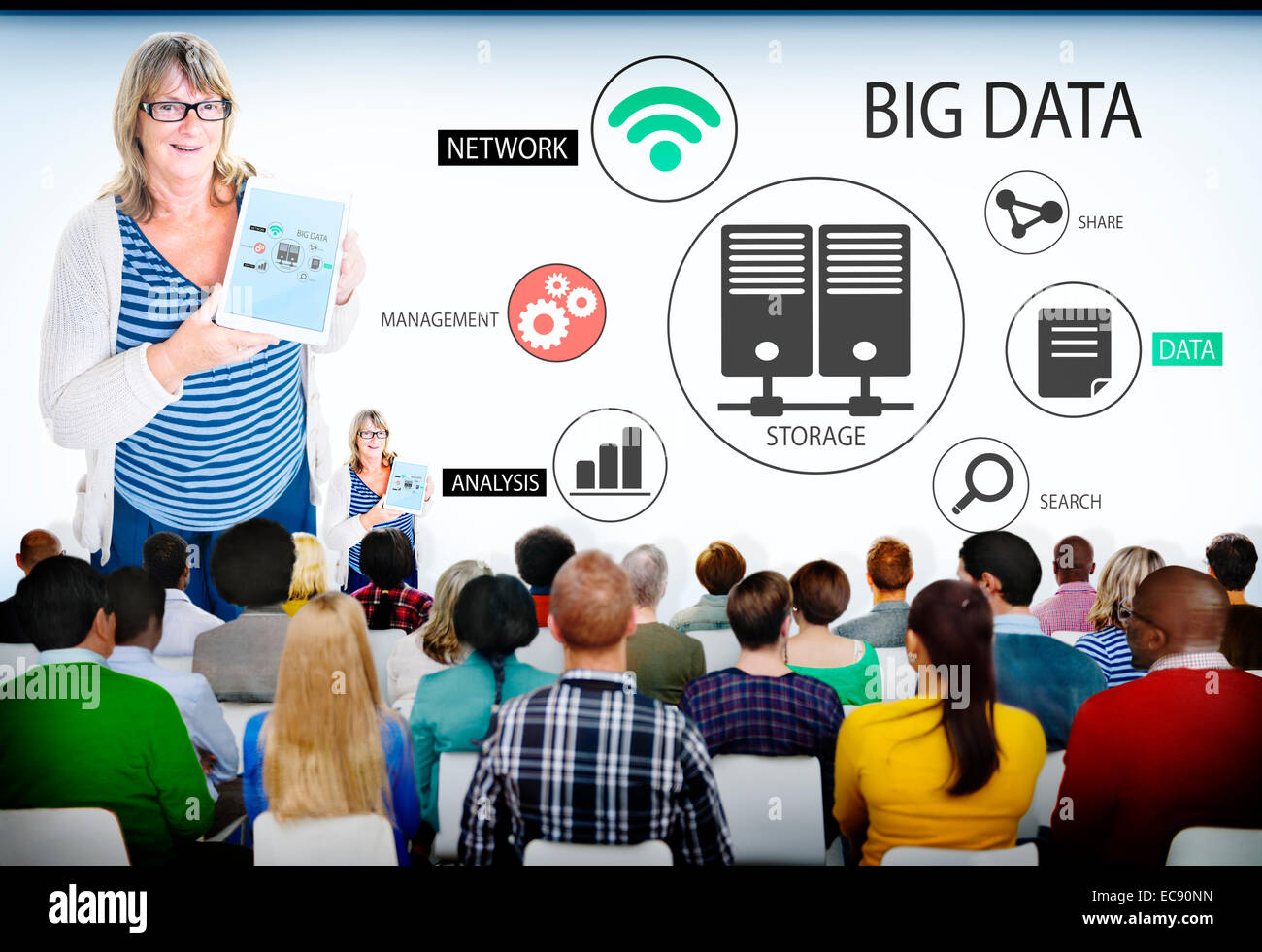 Group of People in Big Data Seminar Stock Photo