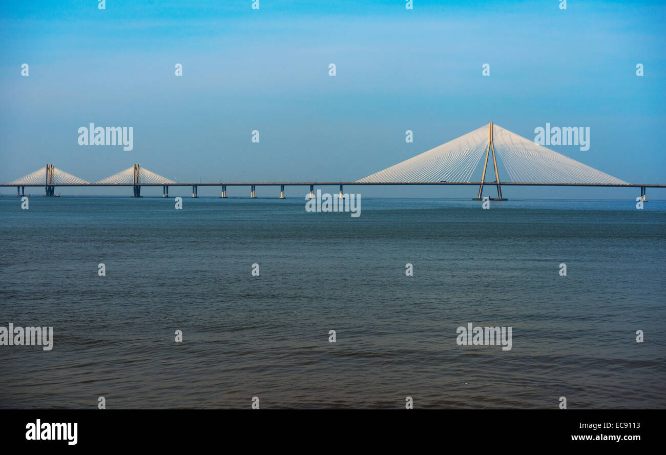 A view of the Bandra-Worli Sea Link bridge. Stock Photo