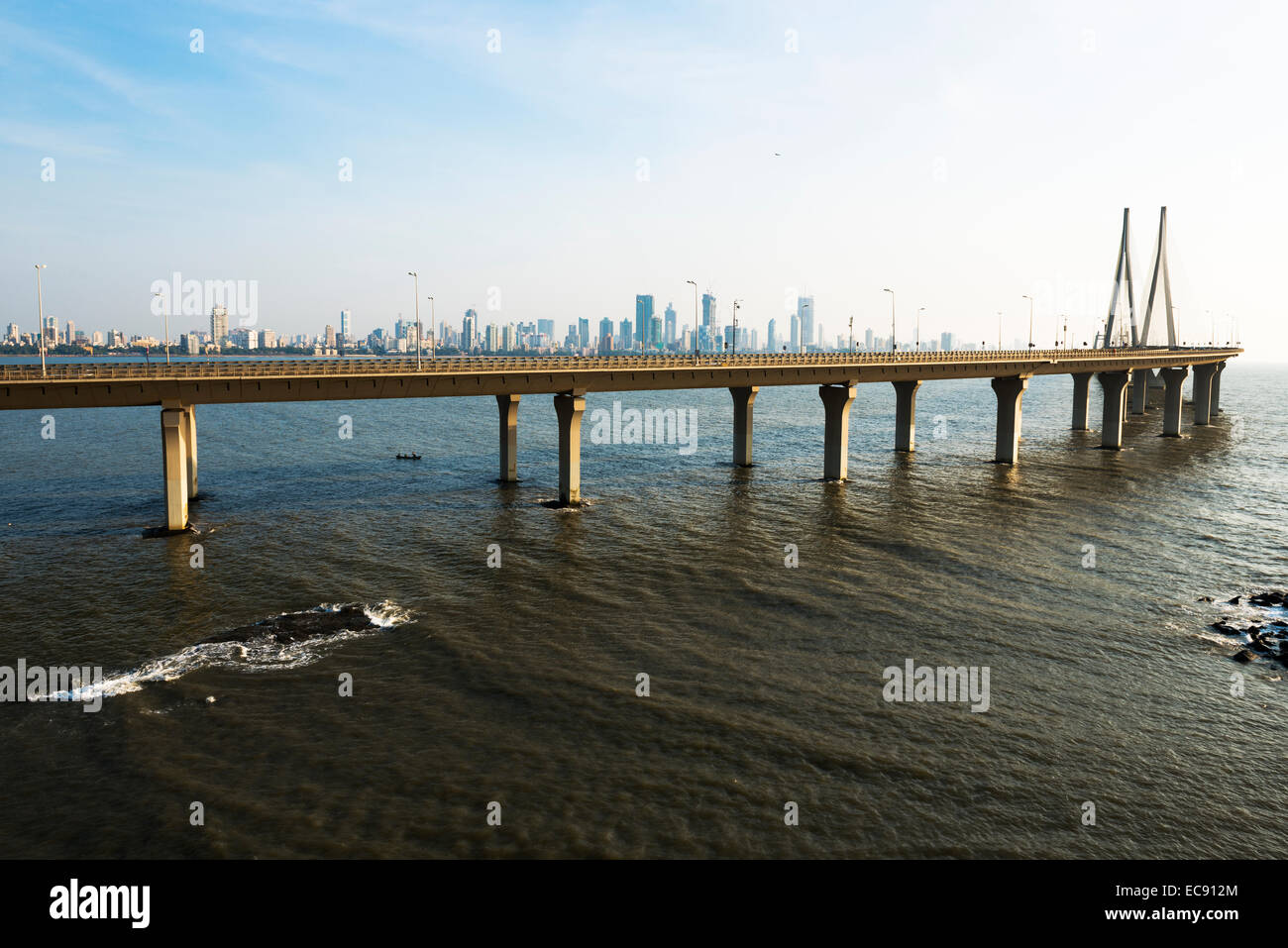 A view of the Bandra-Worli Sea Link bridge. Stock Photo