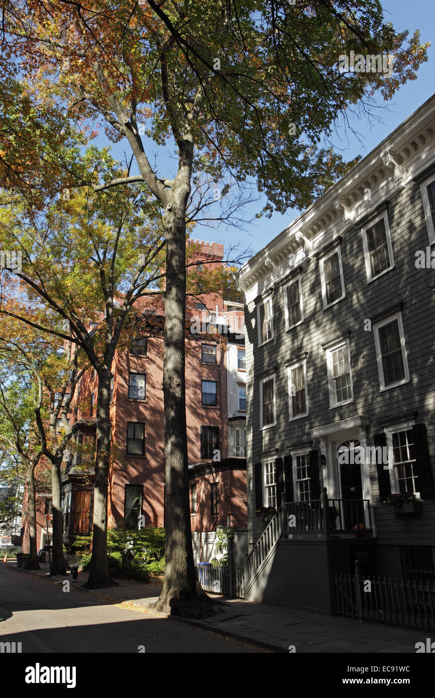 Houses on Pineapple Street in Brooklyn Heights Historic District, New